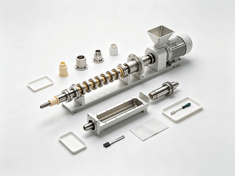 Components of a Twin-Screw Extrusion Puffing Machine